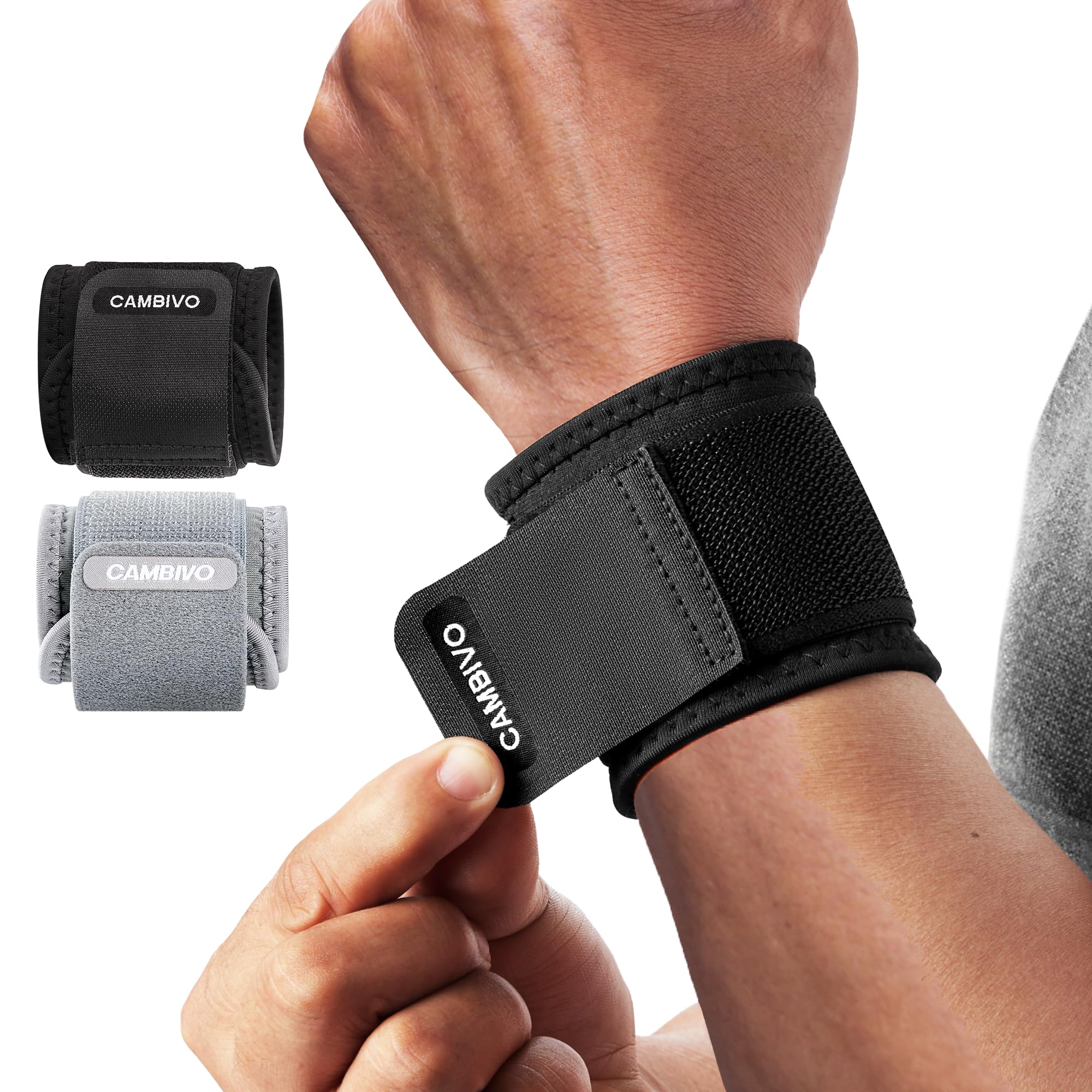 CAMBIVO Handgelenk Bandagen Krafttraining, 2 Stück Verstellbare Handgelenkstütze Wrist Wrap für Fitness, Gym, Sportschutz