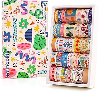 emmoolife 35 Rolls Washi Tape Set, Colorful Cute Floral Writable Decorat...