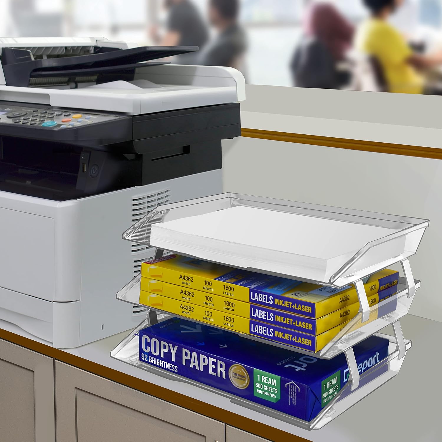 Acrimet Facility 3 Tier Letter Tray Side Load Plastic Desktop File Organizer (Clear Crystal Color)