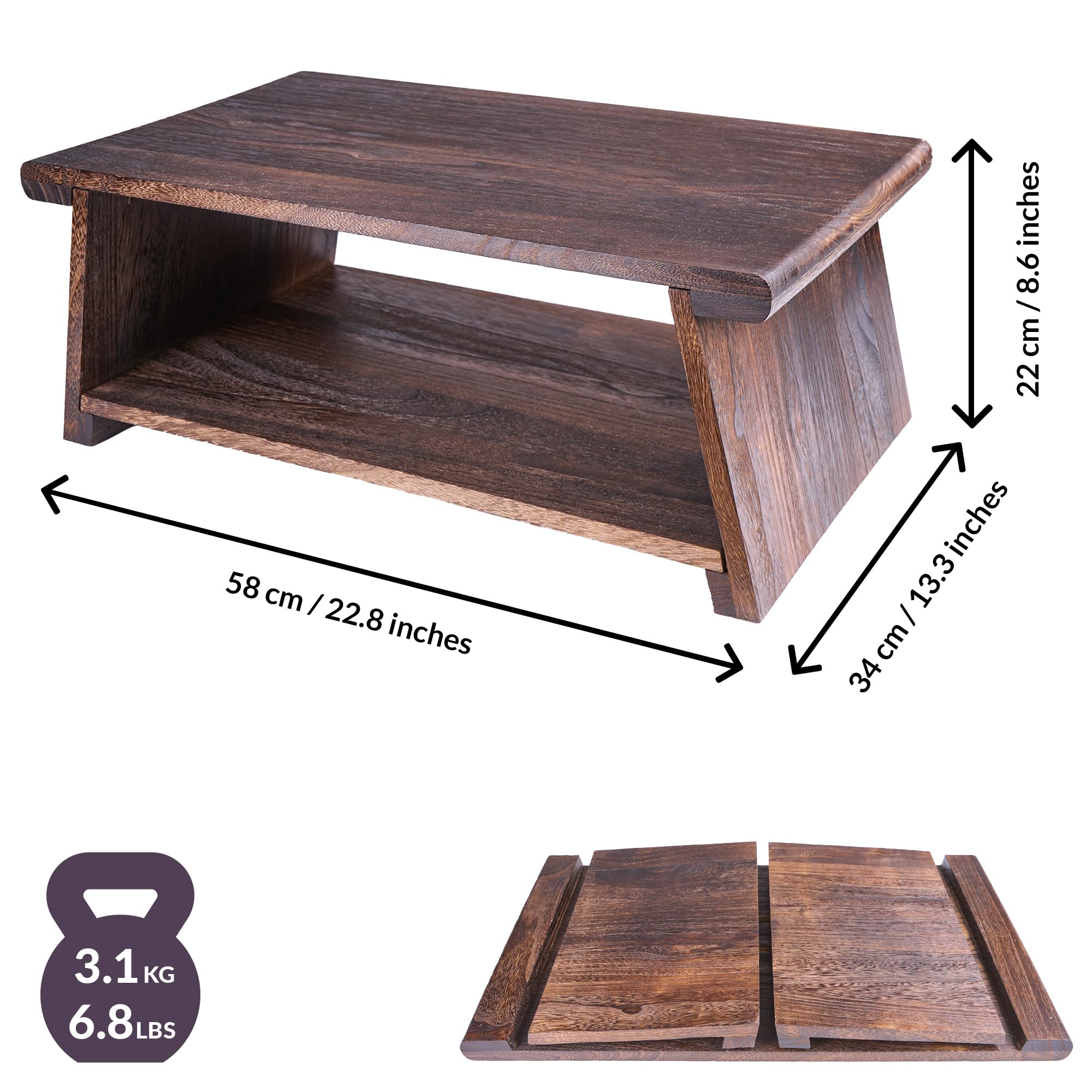 ODOXIA Mesa de Suelo para Rituales de Té | Mesa de Altar para Meditación y Mindfulness | Mesa Japonesa de Suelo Estilo Chabudai | para Sentarse en el Suelo | Madera Estable Plegable | Journaling