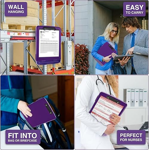 Vista 54 de Sooez Portapapeles con almacenamiento, tableros de clip de alta capacidad de 8.5 x 11 pulgadas con almacenamiento, carpeta de portapapeles de Rosa