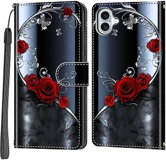 Case Wallet for iPhone 16 Plus, Rose Butterfly