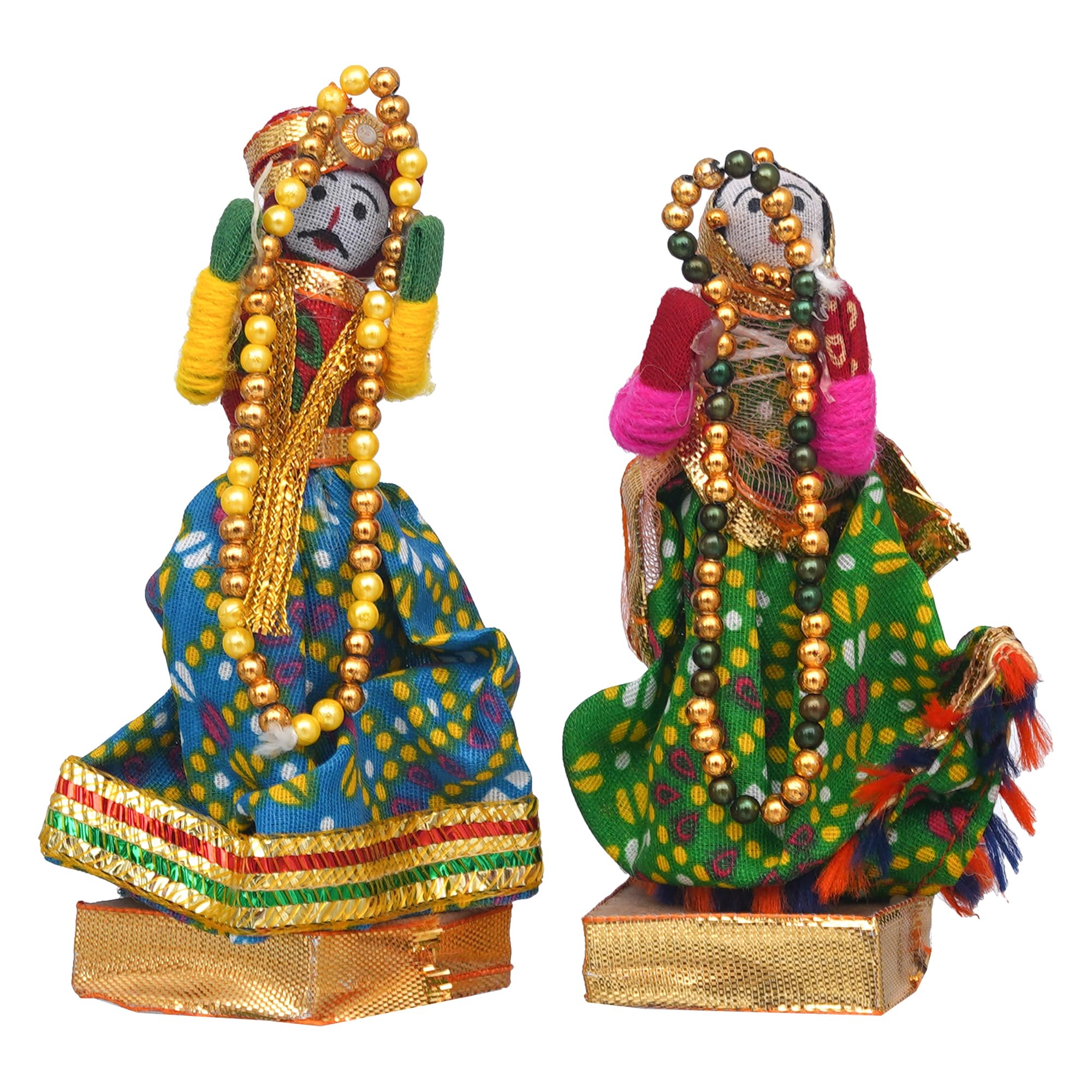 Webelkart Ręcznie robione wielokolorowe figurki dekoracyjne Rajasthani Dulha Dulhan do domu biura dekoracyjne figurki idol/prezent idol prezentacja (wielokolorowe) 12,7 cm