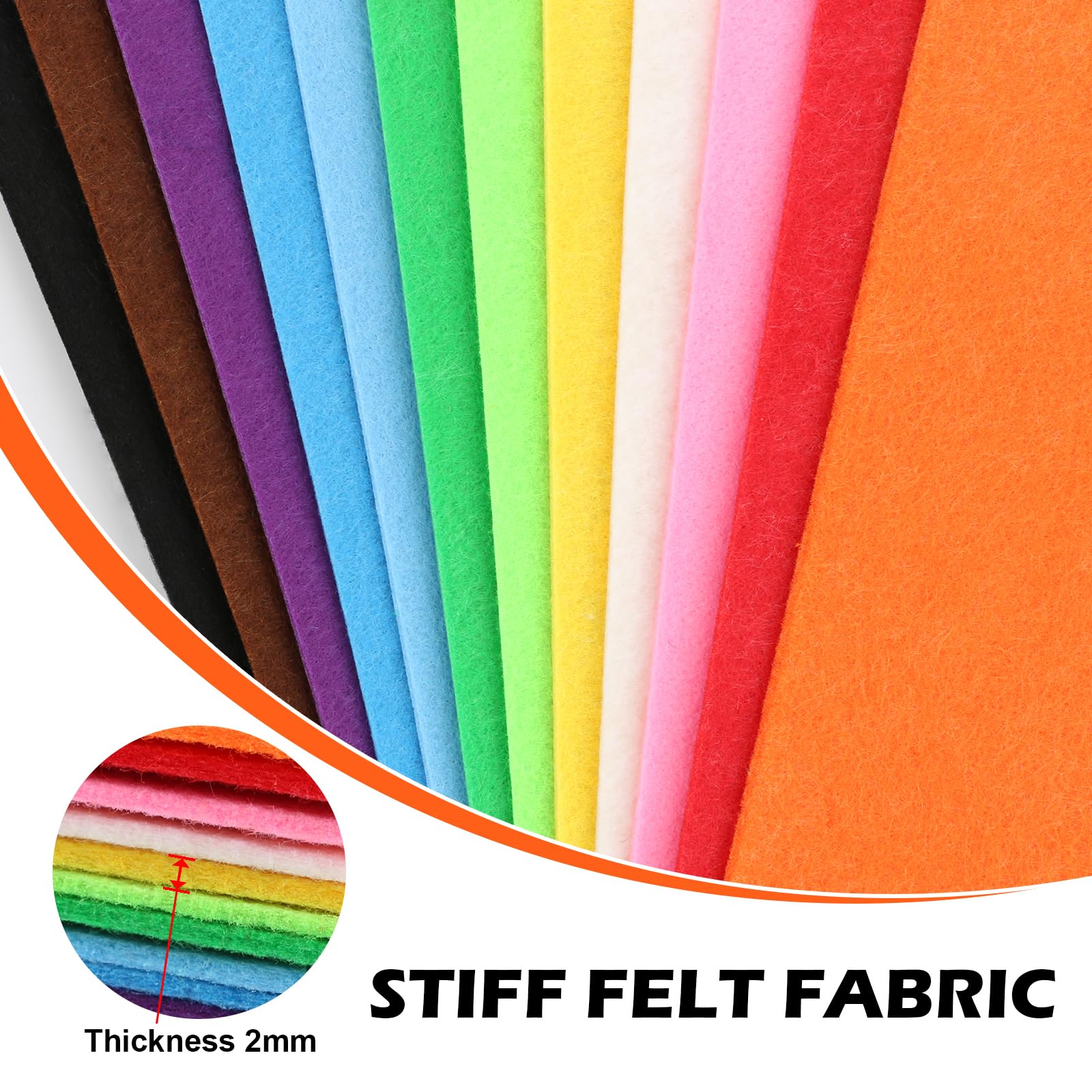 Feltro Colorato Per Lavoretti - 12 Fogli 20x30cm, 2mm, 12 Colori, Per DIY - Foto 2