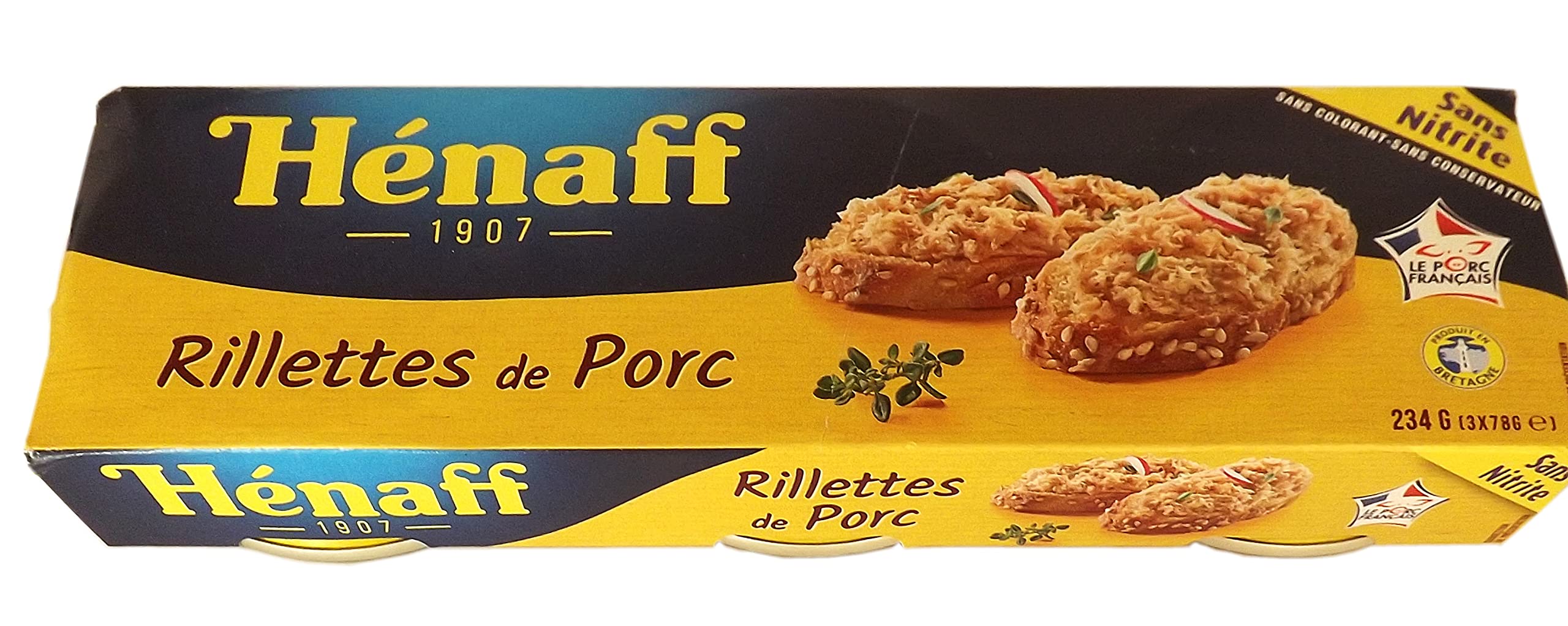 Henaff Rillettes De Porc/Pork Rillettes Pastete, 3 x 78 g