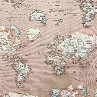 Kt KILOtela Tela di tela stampata - Retale di 300 cm di lunghezza x 280 cm di larghezza | Mapamundi - Marrone