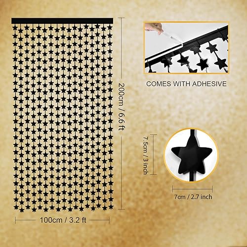 Miniatura 7 de LOLStar Decoraciones de cumpleaños de estrellas negras para decoración de cumpleaños, paquete de 2 unidades de 3.3 x 6.6 pies cada uno, telón de