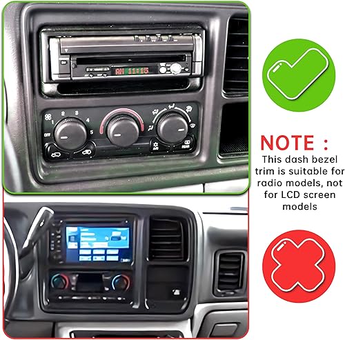 Miniatura 3 de KUAFU Dash Instrument Cluster Bisel 1.5 DIN radio compatible con Chevy Chevrolet Silverado Suburban Tahoe GMC Sierra 2003-2007 repuesto plástico ABS