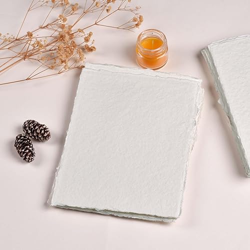 Miniatura 5 de 400 GSM  25 hojas - Papel de dibujo de acuarela ásperotexturizado "16 x 11.5" - Papel hecho a manoborde cubierto hecho de algodón egipcio virgen -