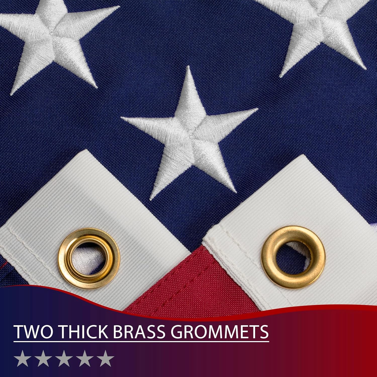 5x8 American Flags for Outside - US Flag 5x8 Heavy Duty Outdoor - Super Tough USA Flag with Tearproof & Fade Resistant Spun Polyester, Embroidered Stars, Sewn Stripes, Brass Grommets