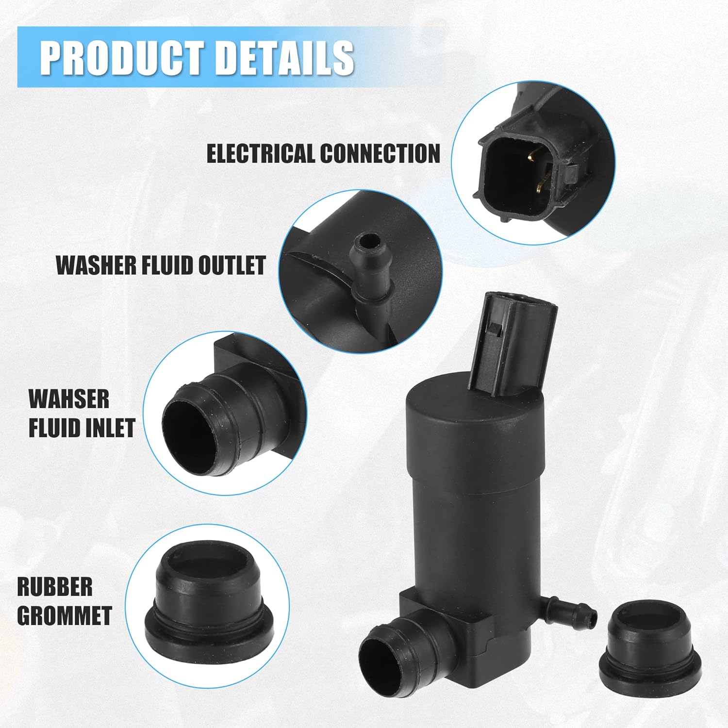 Car Windshield Washer Motor Pump Replacement for Volvo C70 Pack of 1 Black