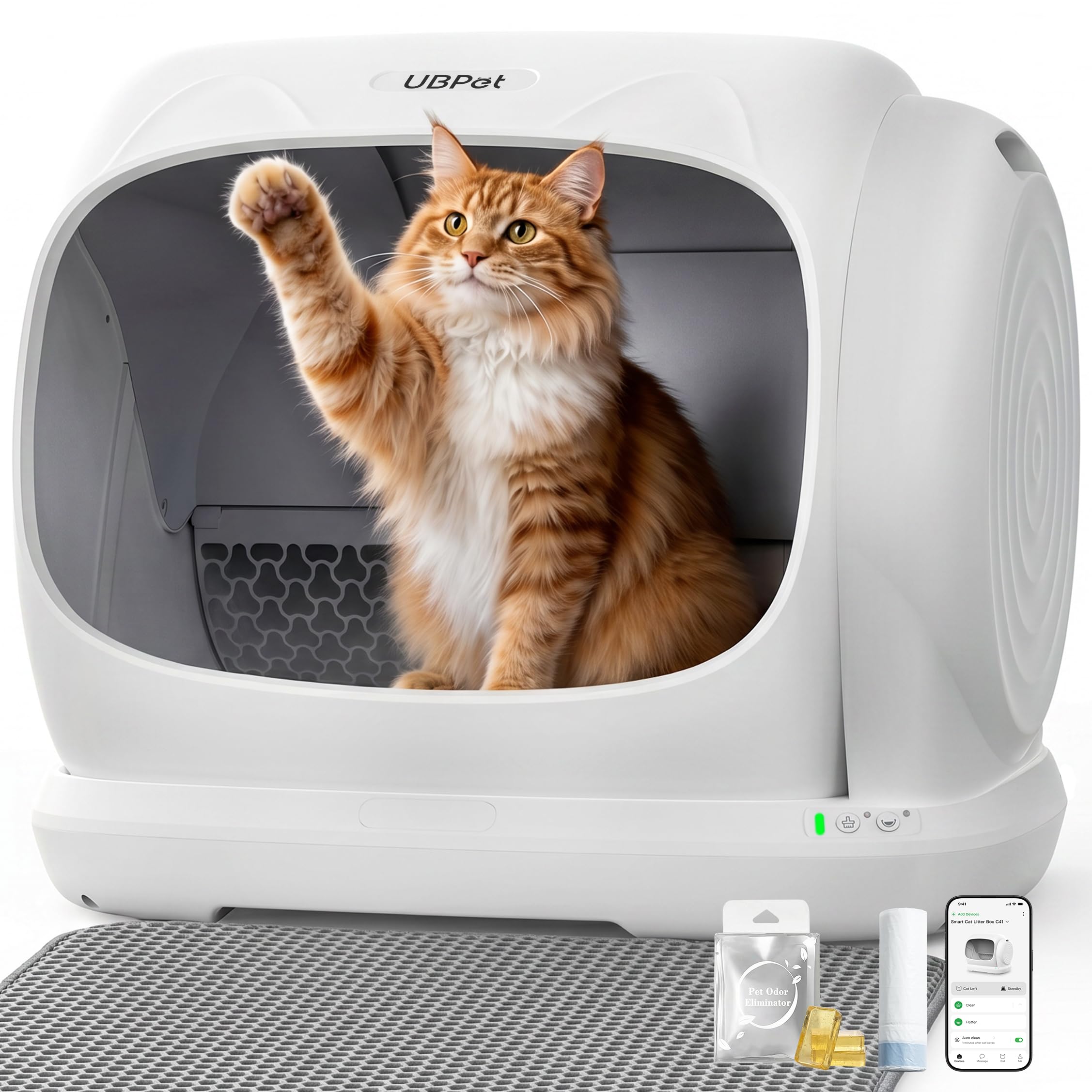 Photo 1 of UBPET XXXL Self Cleaning Litter Box, 106L Automatic Litter Box with App Control,Odor Control,Safety Sensor,Anti-Pinch, Low Entrance Automatic Cat Litter Box for Multiple Cats