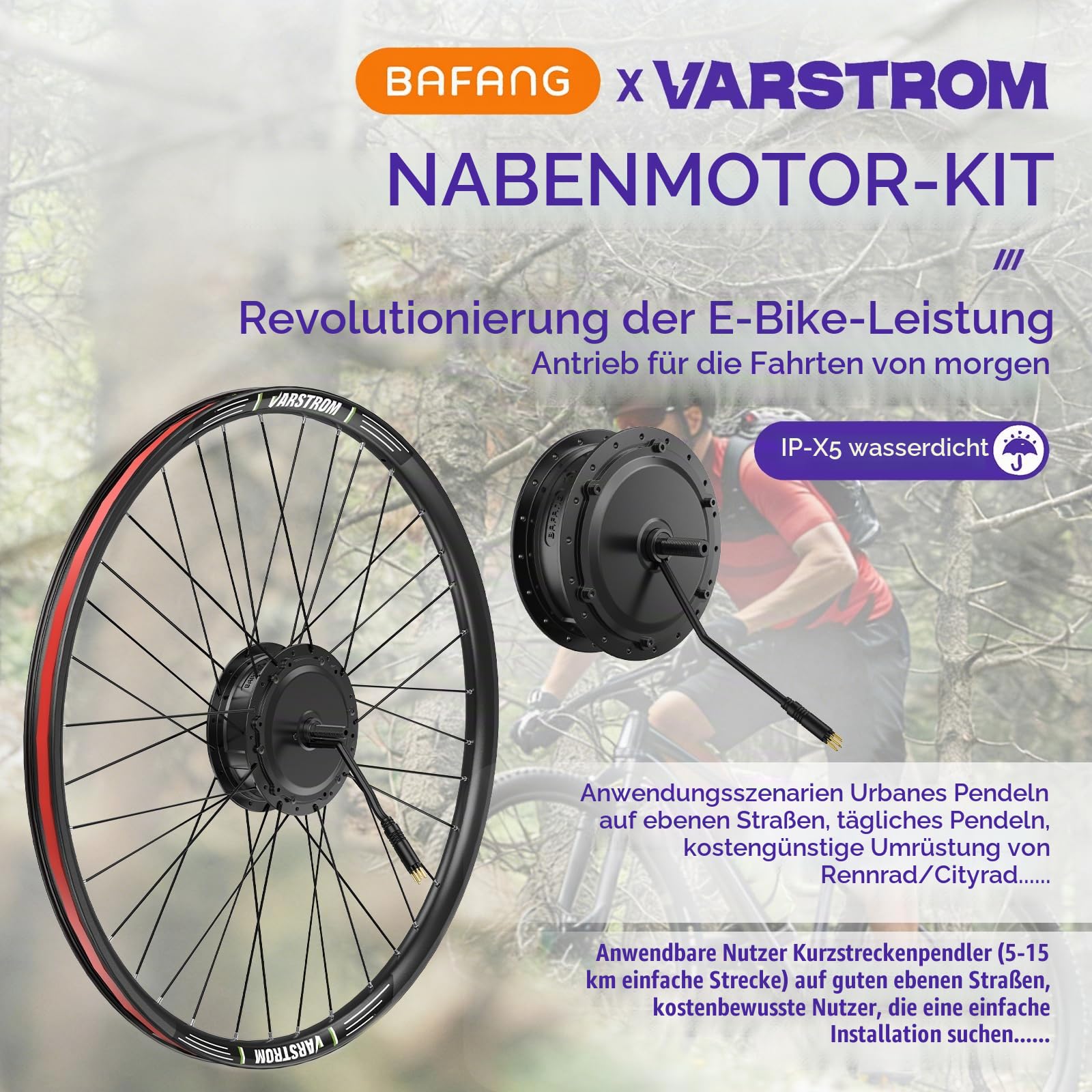 BAFANG 48V G020 E-Bike Umbausatz mit akku Opt 26" 29" Vorderrad Nabenmotor