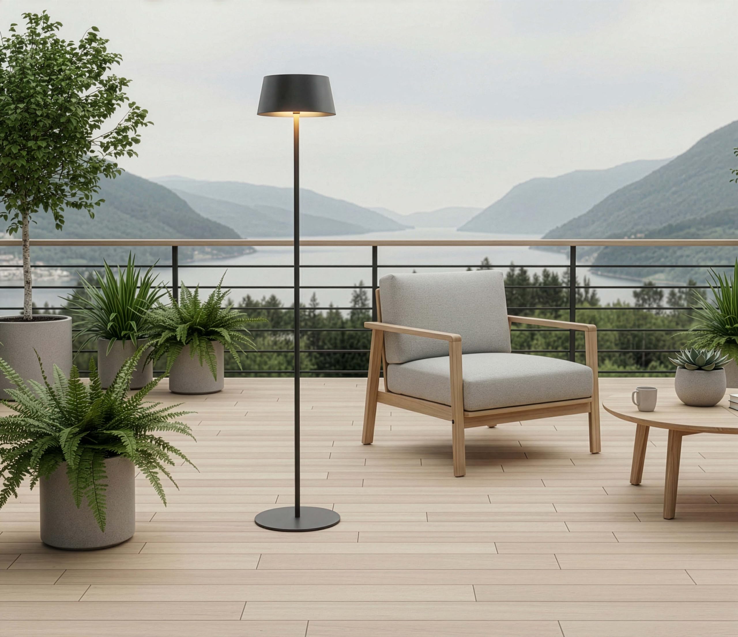 Northpoint LED Solar Stehleuchte dimmbar höhenverstellbar Dämmerungssensor Metall Garten warmweiß 3000K 150lm Schwarz