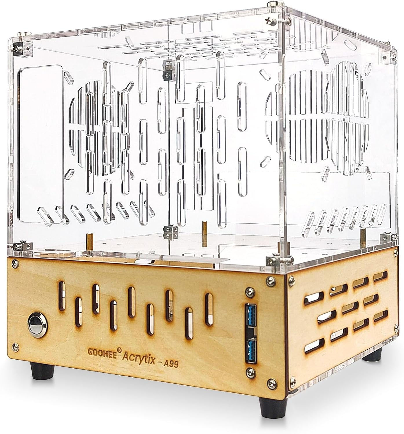 Mini ITX PC Case – Premium Clear Arcylic and Wood PC Case – Unique Small Gaming PC Case – Mini-ITX Computer Case with Excellent Airflow