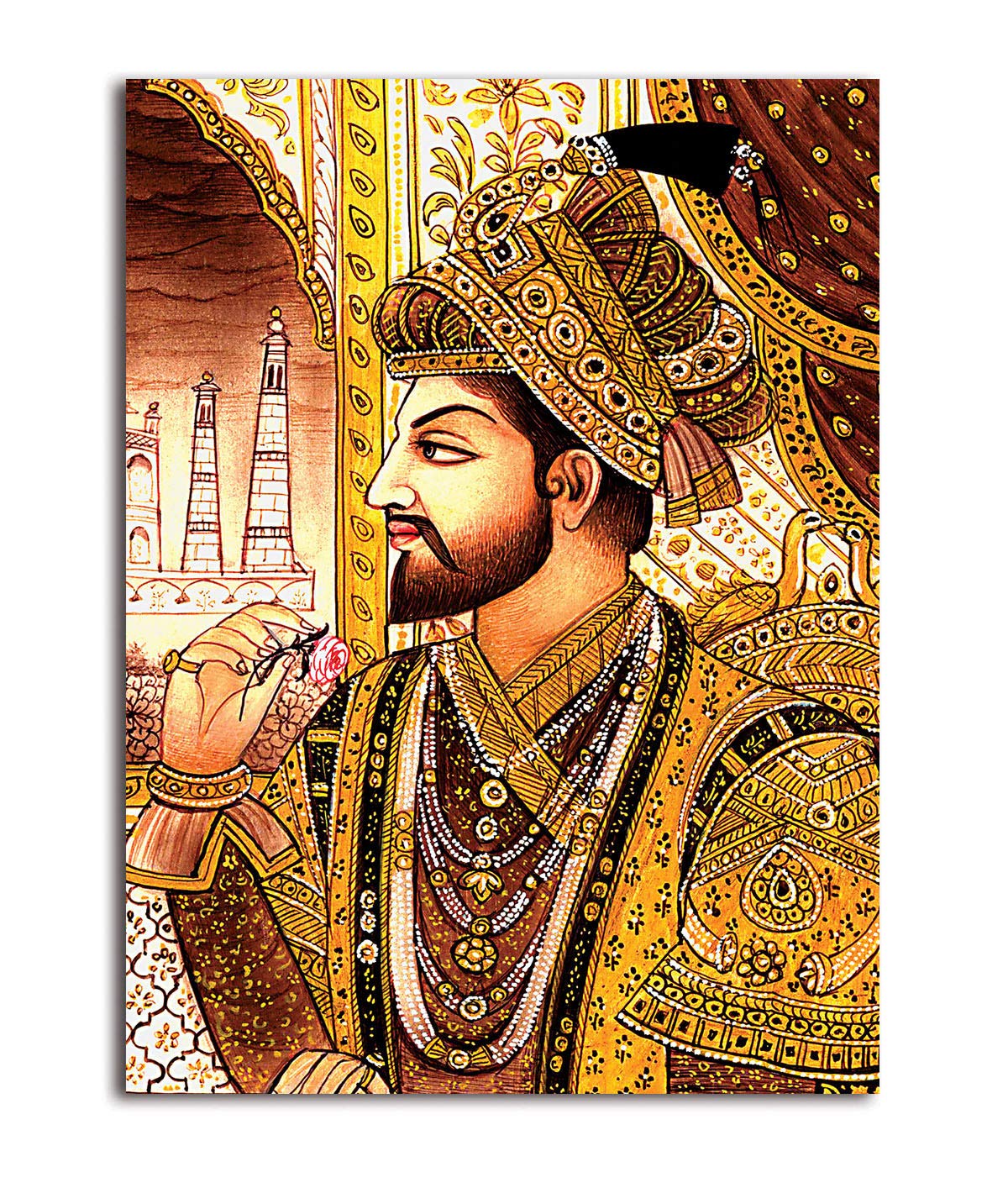 Tamatina Rajasthani Phad Art Canvas Painting|Mughal King|Art|Size-13X10 Inches.l43