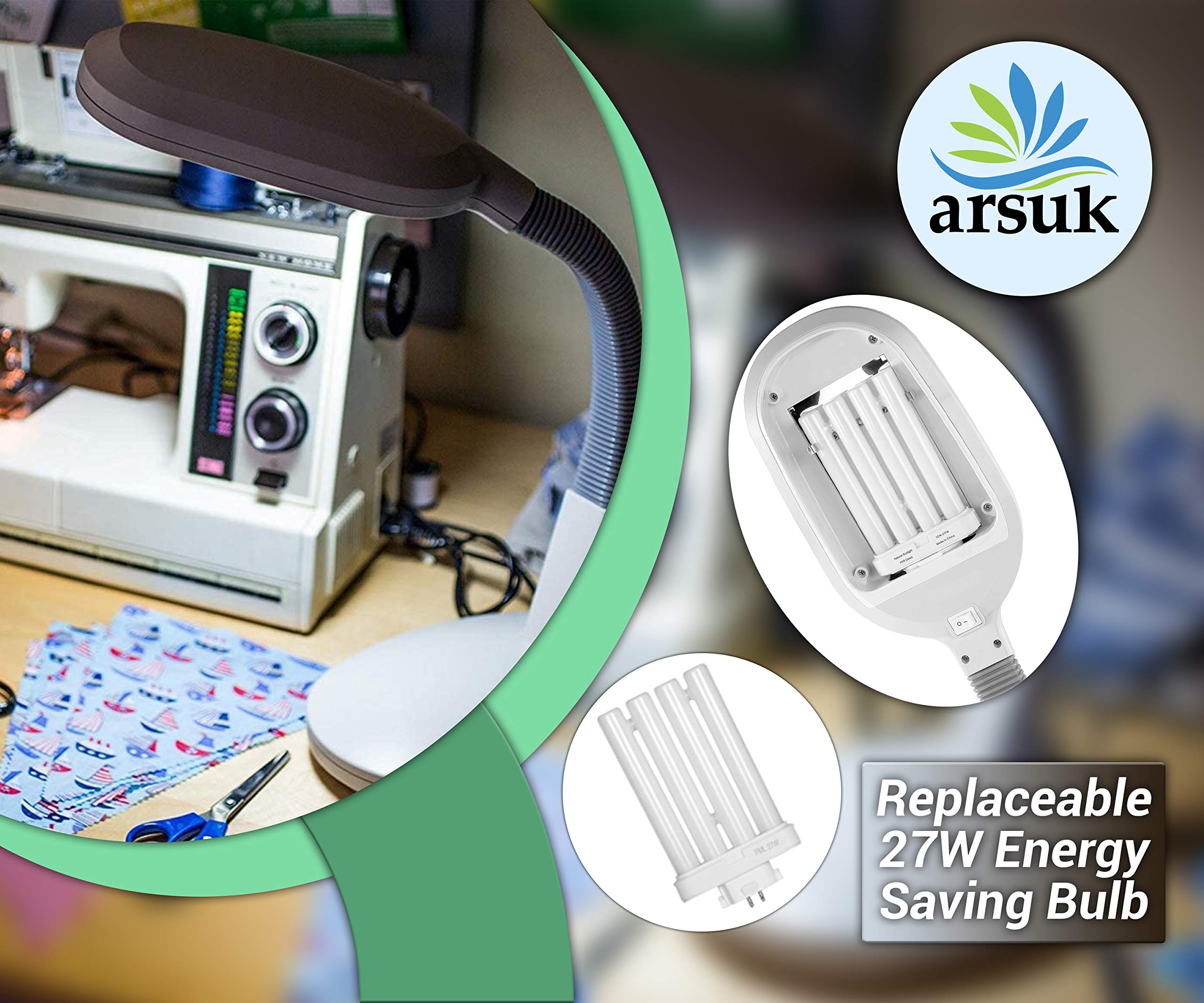 Buy ARSUK Desk Lamp Daylight High Vision Energy Saving 27W Work Reading