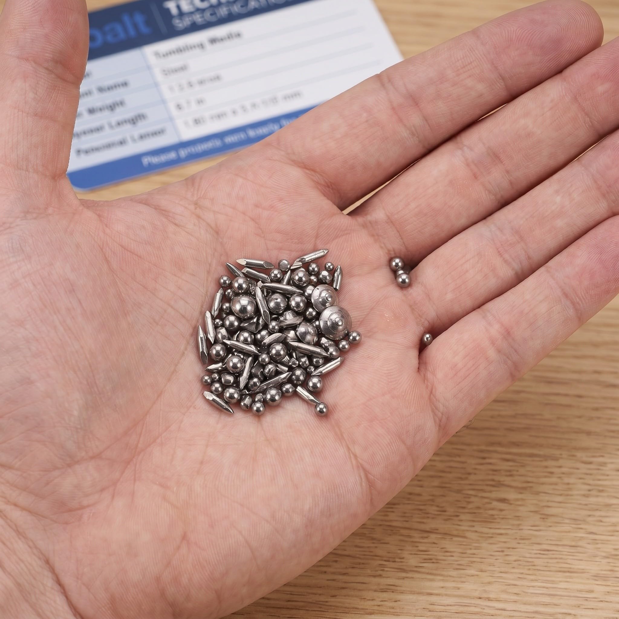 ibasenice 1 Pfund Edelstahlkugeln für die Schmuckreinigung: Polierkugeln aus verschiedenen Metallformen – rund, zylindrisch, doppelspitzig, schalenförmig – zum Entgraten und Reinigen von Schmuck