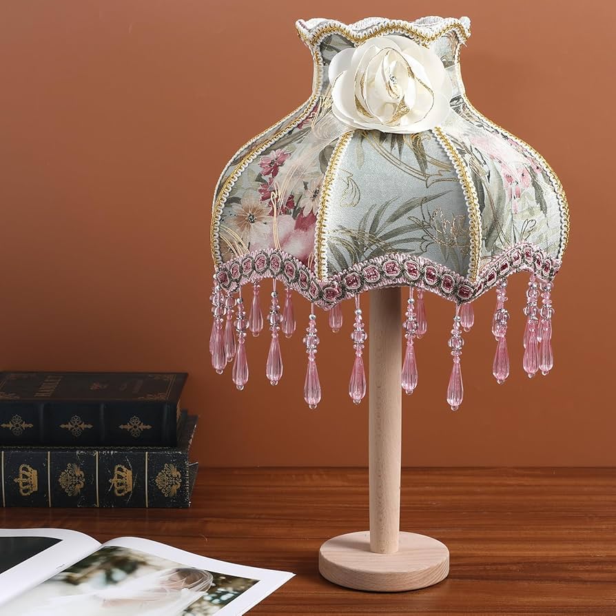 Angoily Vintage Lamp Shade, Victorian Lampshade with Beads