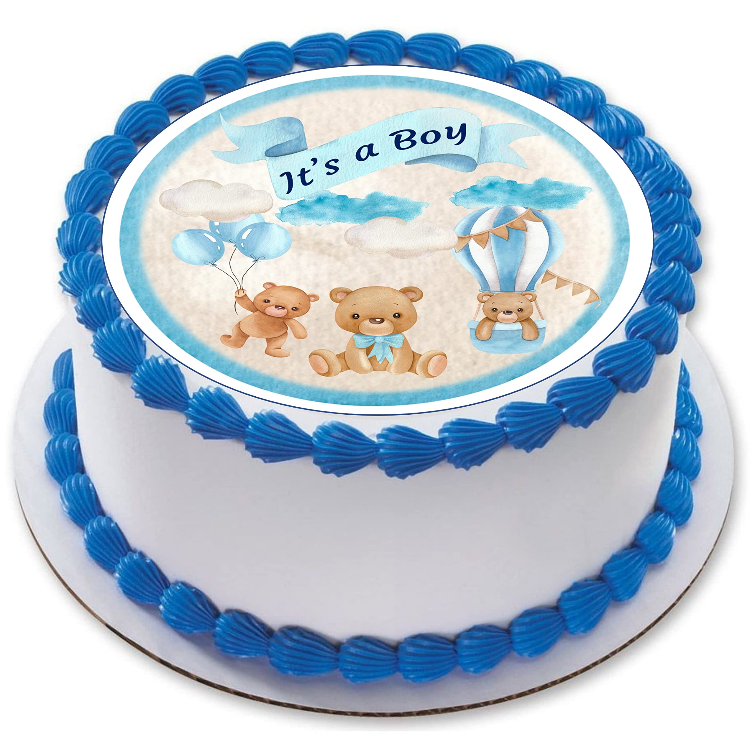 TEDDY BEAR baby shower edible cake topper image - Baby BEAR Cake Topper Icing sheets/Welcome baby edible decoration 7.5