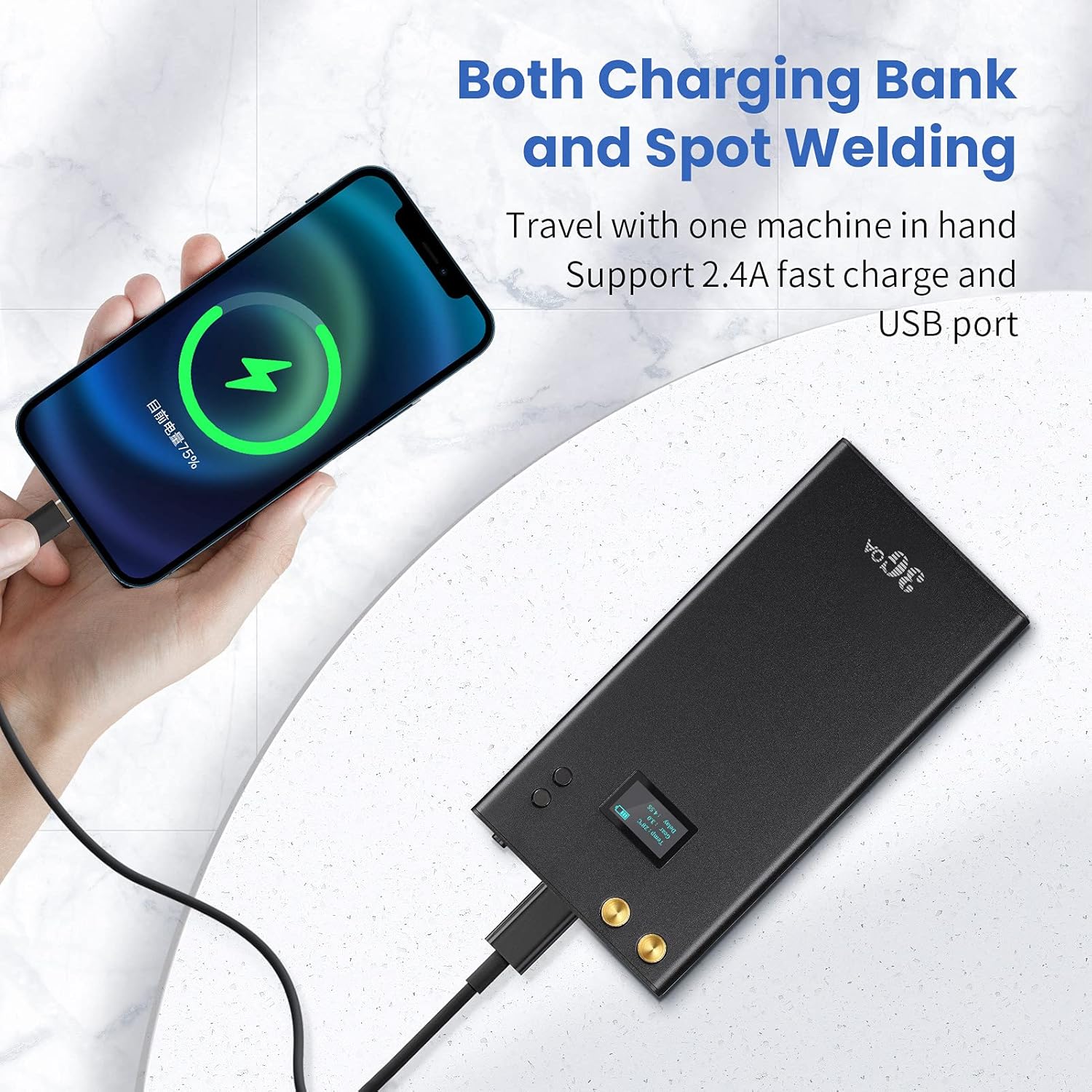 Upgraded Mini Spot Welder with LCD Screen, Riiai 70 Gears Adjustable Portable DIY Spot Welding Machine, USB-Charging, Quick Release Pen, Nickel Sheet, for 18650 Battery - - 