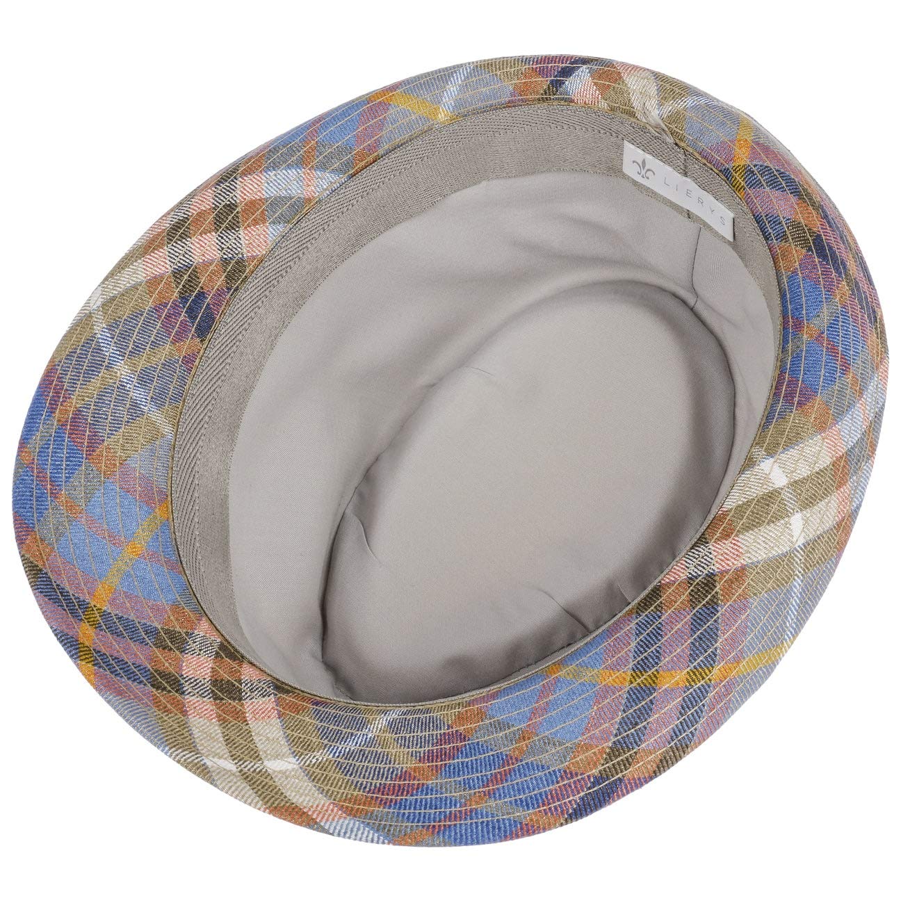 LIERYS Carsten Cappello Trilby Fedora Lino a Quadri Fascia Tessuto Made in Italy Unisex Primavera Estate