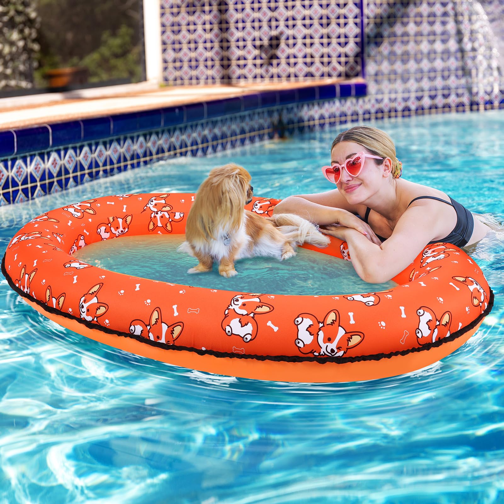 MVDECOR Flotteur de Piscine Gonflable pour Chiens et Chiots, Grand