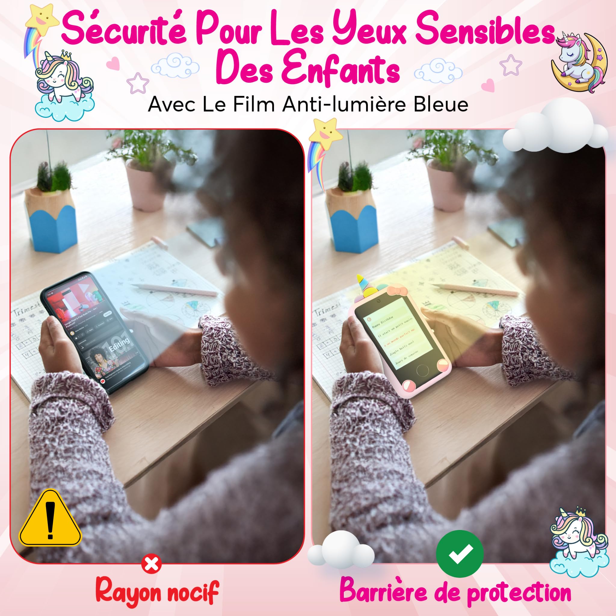 Telefono portatile per bambini – Smartphone giocattolo per bambini – fotocamera per bambini – regalo 3 – 9 anni – 20 giochi educativo-libro audio-musica MP3 in francese-bambino con programma