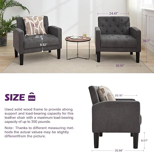 Miniatura 2 de TYBOATLE Juego de 2 sillas decorativas, modernas de mediados de siglo, tapizadas, copetudas, para sala de estar, dormitorio, sala de espera, silla