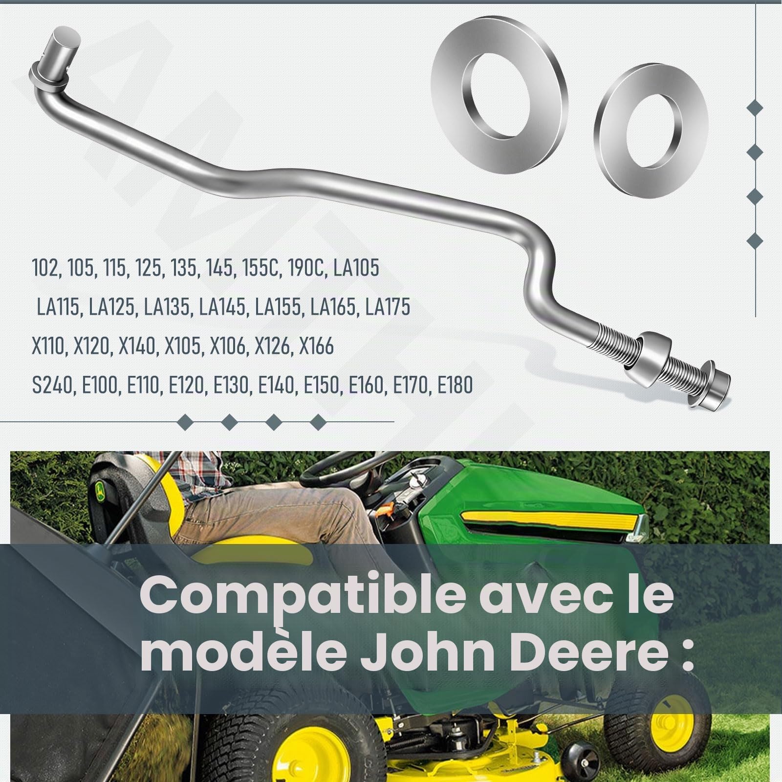 Kit de bras de tirage avant GX20497 compatible avec John Deere GX20497A M112982 H135891 24M7044, pour bras de liaison de pont de tondeuse 102 115 125 155C D155 LA L100 L120 L130 LA. 120 D. Série 140 X