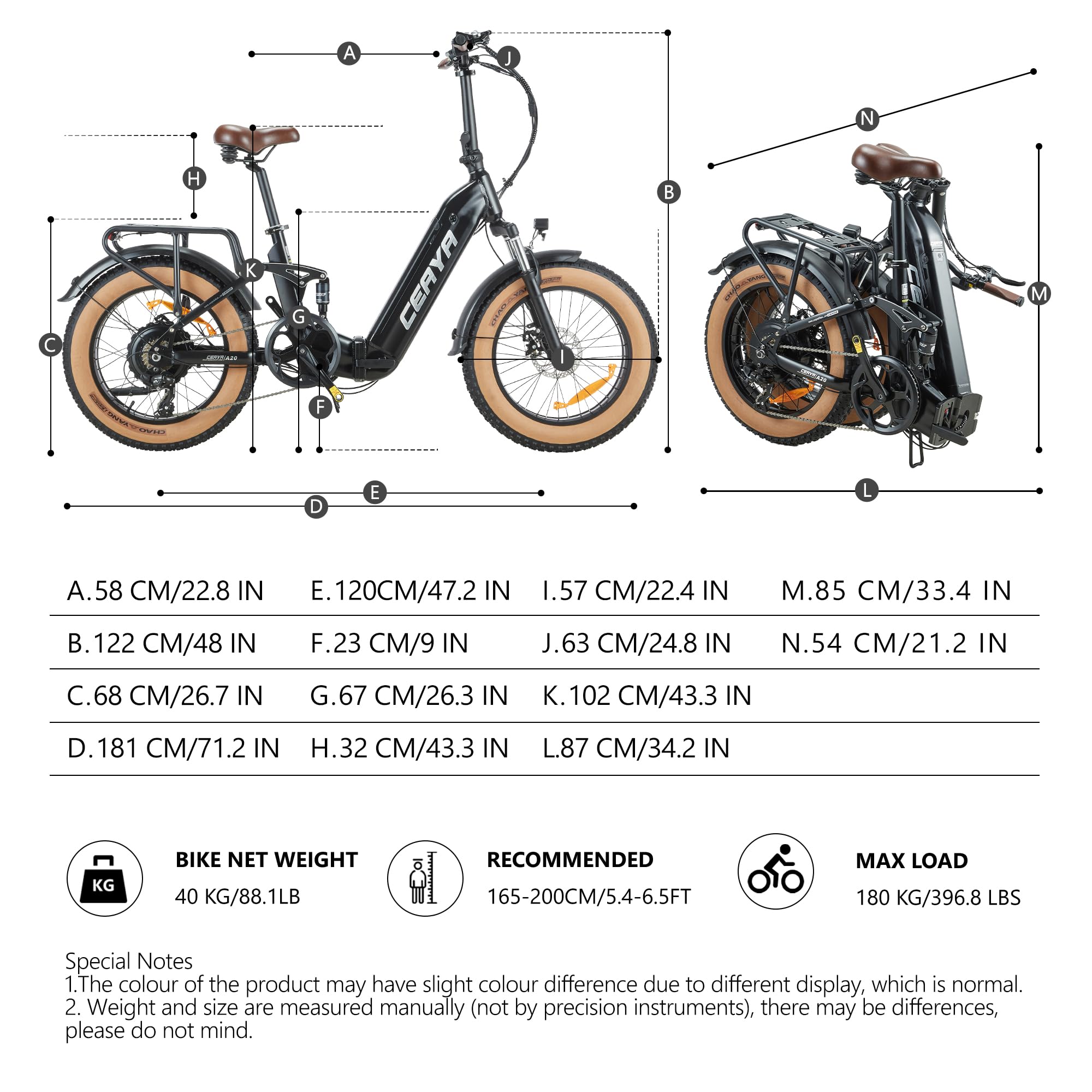 Vélo Électrique Pliable A20 Vélos Électrique 20" x 4 Fat E-Bike Urbain pour Adulte VTT Électrique Batterie 20Ah,Charge Max. 180KG,7 Vitesses,Suspension Complète