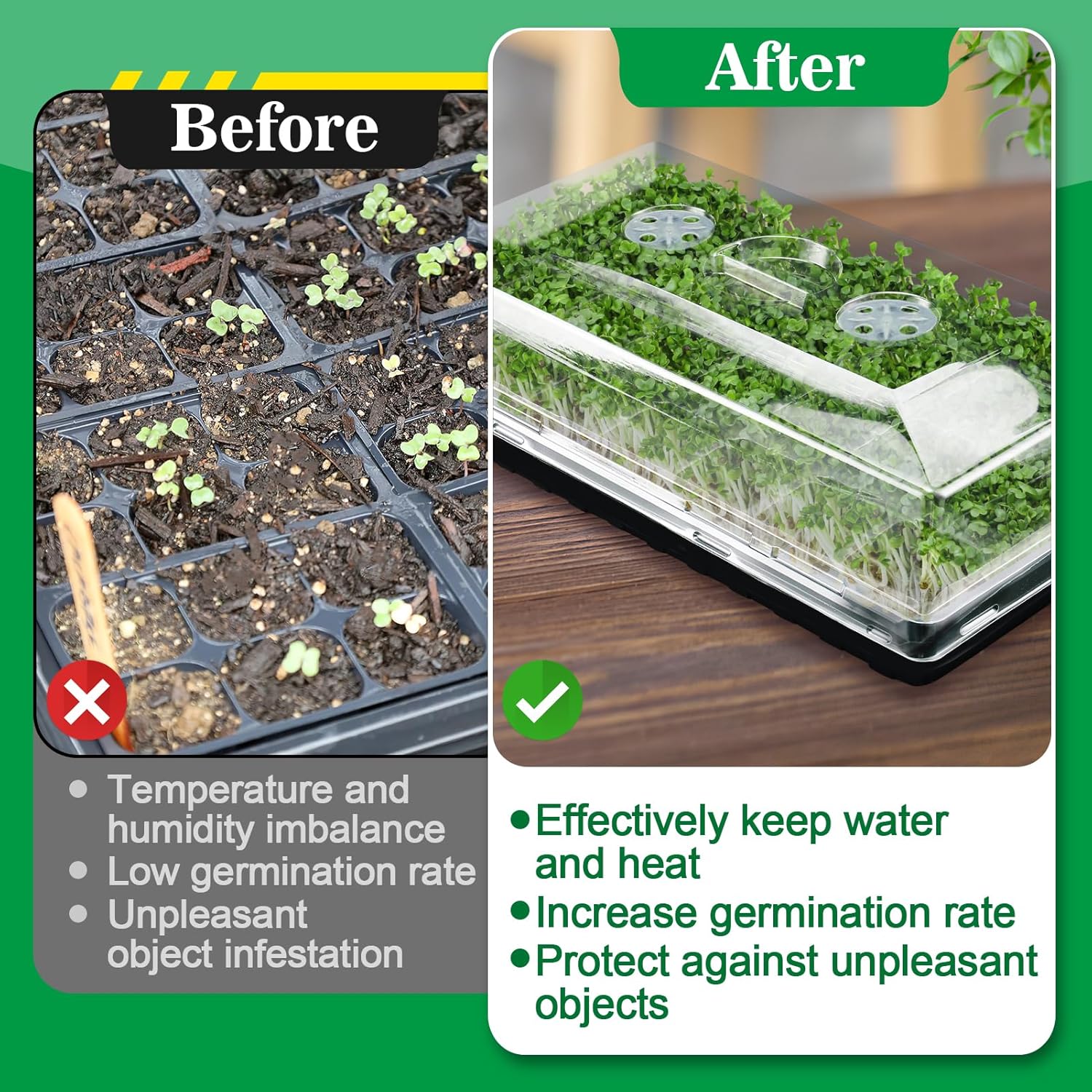 Apipi 10 Pcs 4'' High Durable Humidity Domes - Thickened 1020 Seed Starting Tray Covers with Adjustable Vents, Greenhouse Plant Growing Lid Dome for Seedling Growth Well Water Retention