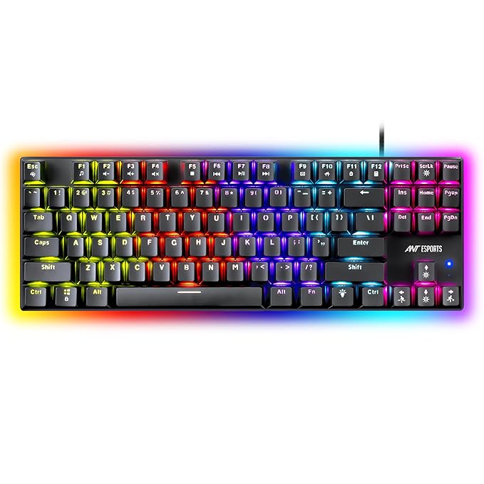 Ant Esports Scorpion MK20 Wired 75% Mechanical Gaming Keyboard, 87 Keys Compact TKL Wired Linear Red Switches Detachable USB RGB Backlight Keyboard