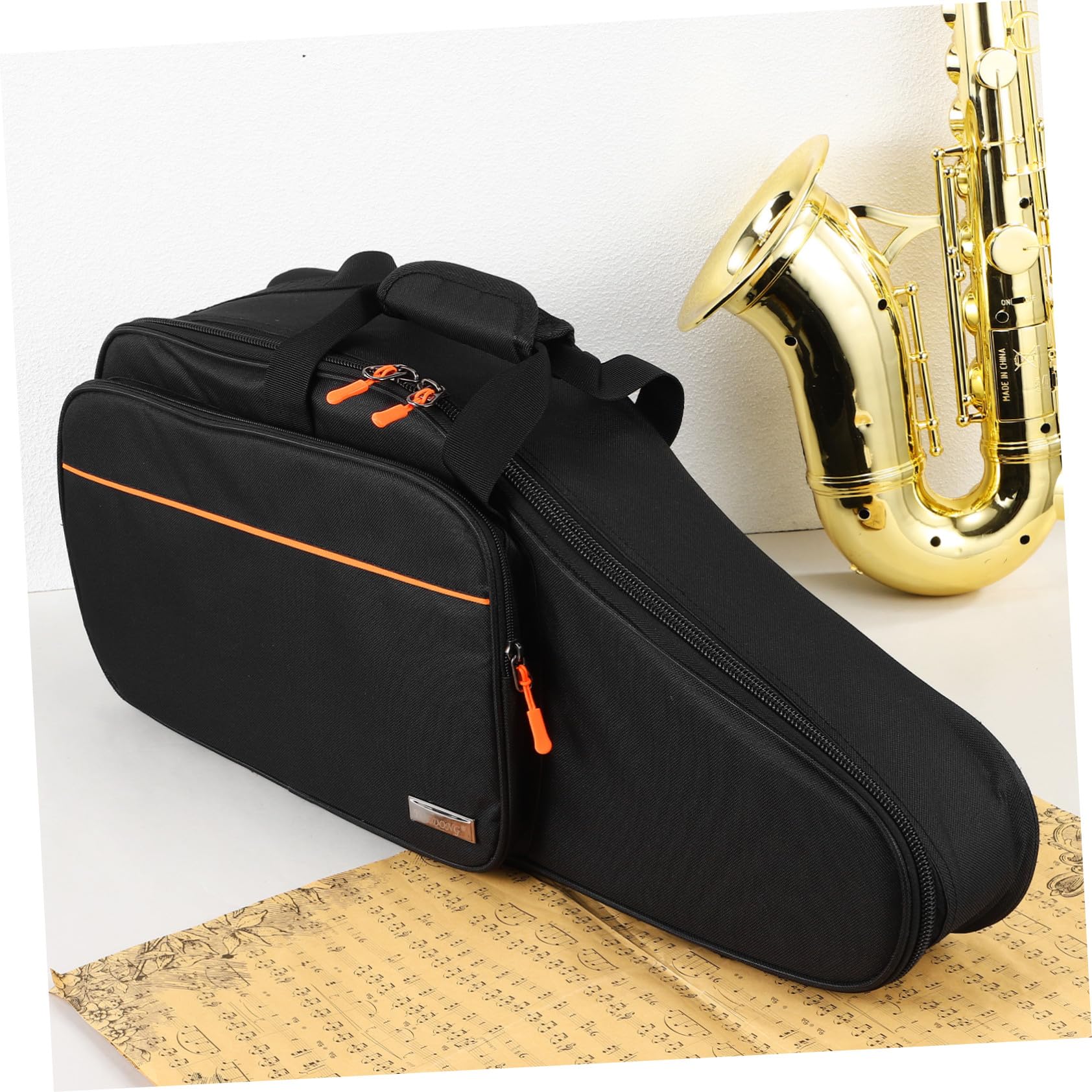 HANABASS Bolsa para Saxofón Alto Negra de Tela Oxford Engrosada, Mochila con Doble Correa Acolchada a Prueba de Golpes, Estuche Portátil para Transporte y Protección en Conciertos