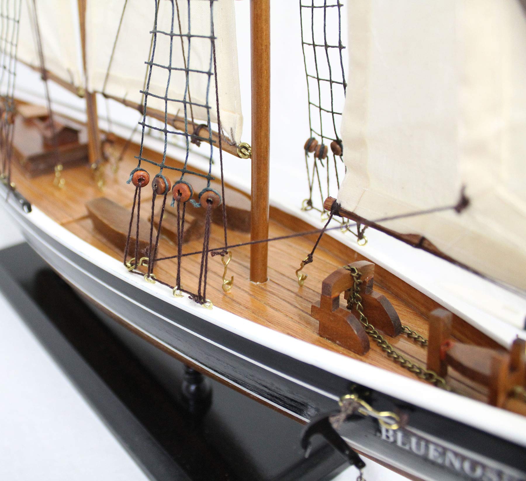 Antica 2000 Nave a vela modello a due piani in legno bluenose canadese