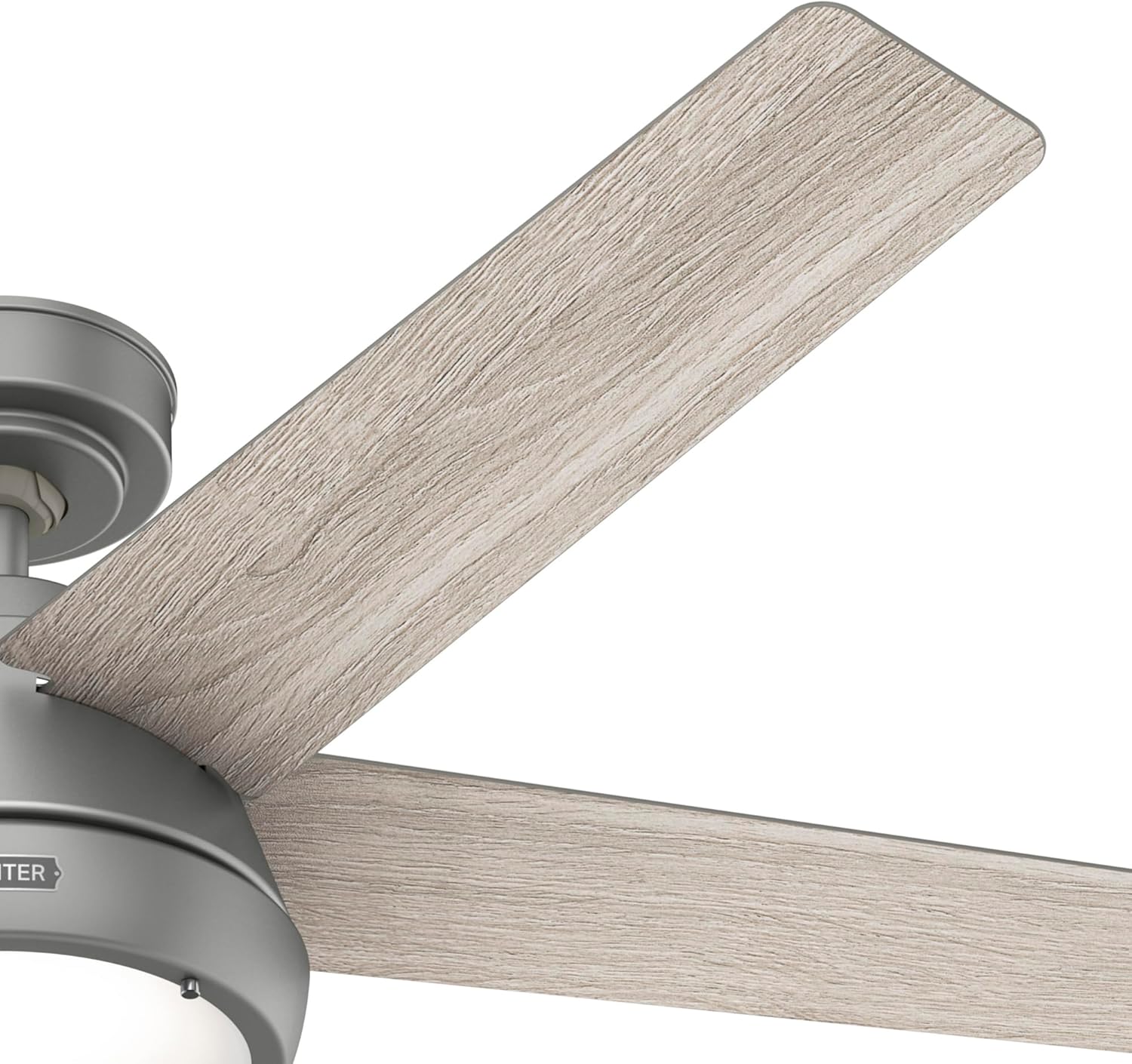 Hunter Fan 52 inch Casual Matte Silver Indoor Ceiling Fan with Lights and Remote Control for Bedroom, Living Room/Family Room, Dining Room, Kitchen, Office (Renewed)