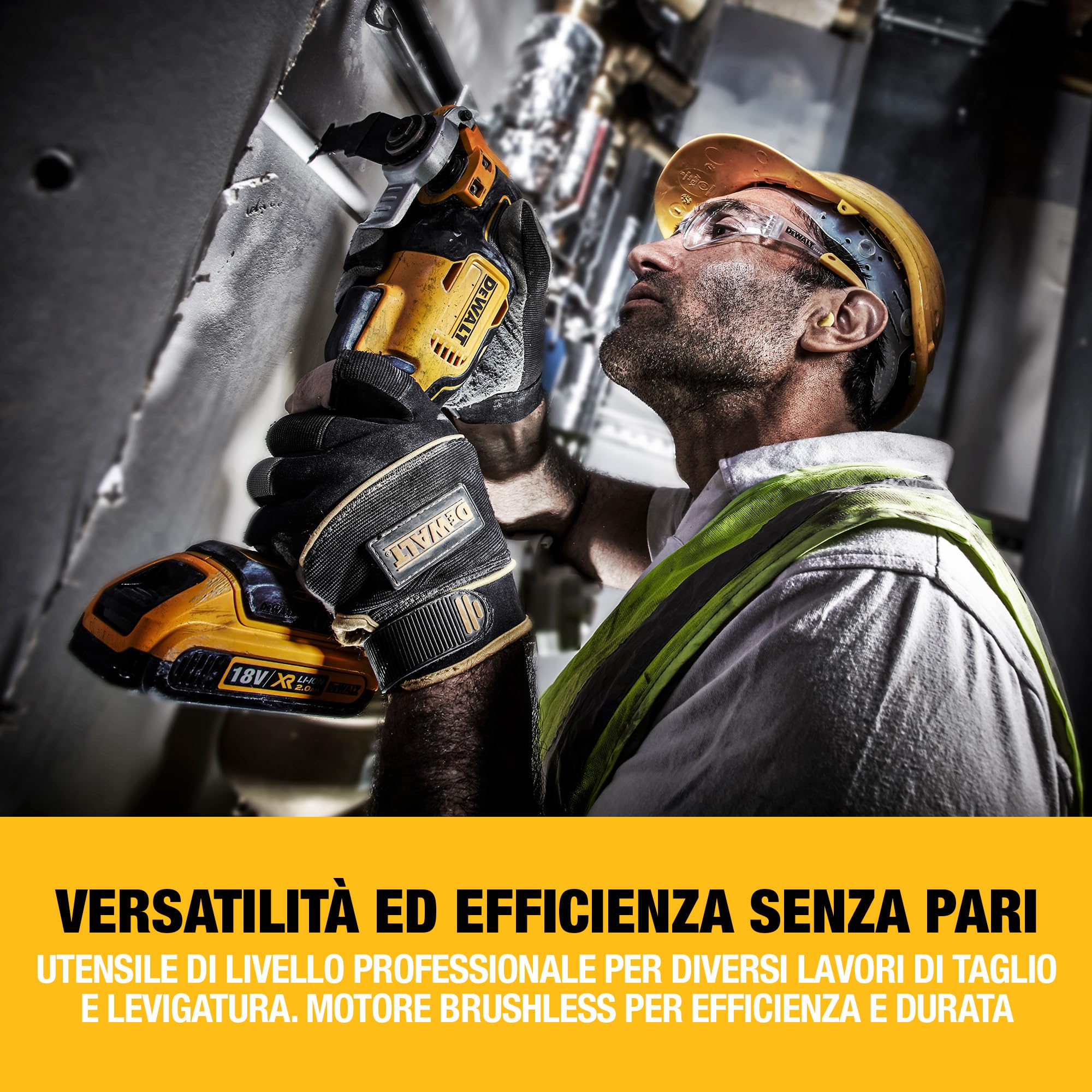DEWALT 18V XR Utensile Multifunzione Oscillante Senza Spazzole, Unità Singola, DCS355N-XJ