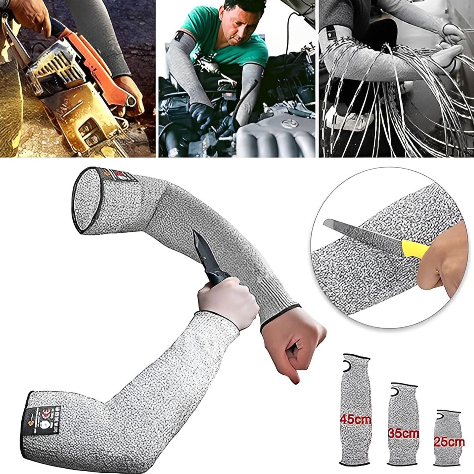 NIHUIFDPY 2PCS Cut Resistant Safety Arm Sleeves, Level 5 Arm Protection Sleeves - Image 3
