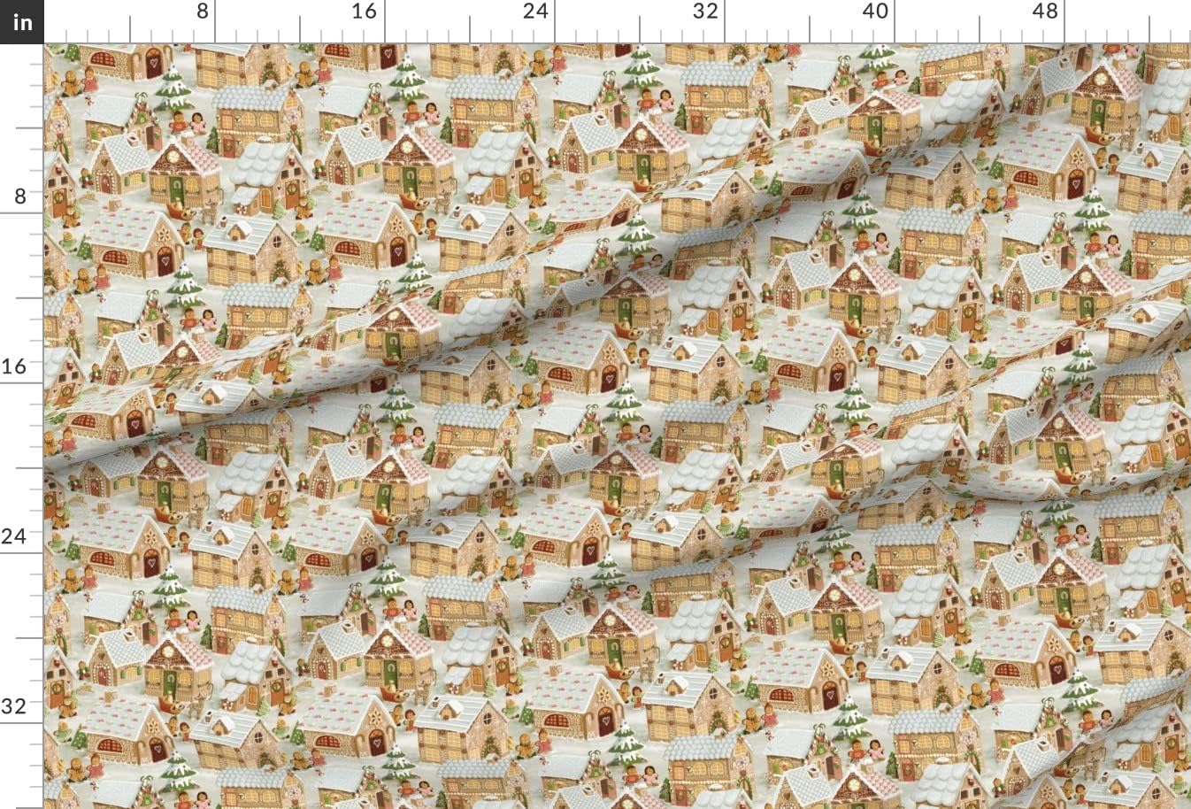 Spoonflower Fabric - Gingerbread Village Vintage Christmas White Cream Holidays Cookies Man Printed on Minky Fabric by The Yard - Sewing Baby Blankets Quilt Backing Plush
