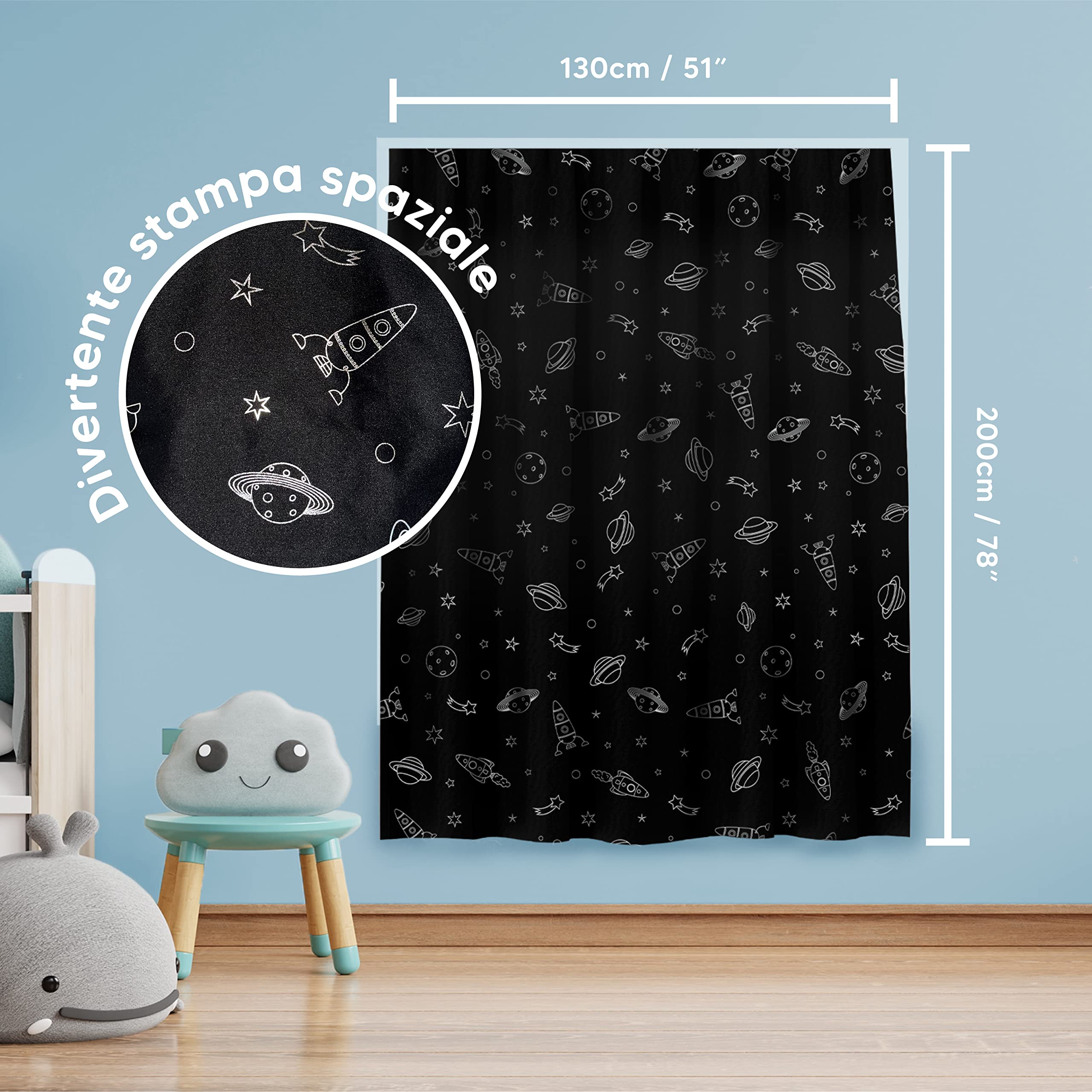 Tenda oscurante regolabile 130x200cm con ventose e nastro biadesivo