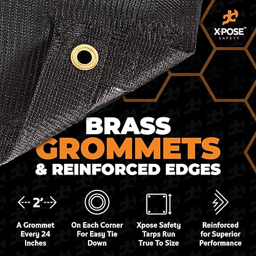 Miniatura 3 de Xpose - Lona de malla de seguridad resistente - Multiusos negro cubierta protectora con flujo de aire - Uso para amarres, sombras, vallas, toldos,
