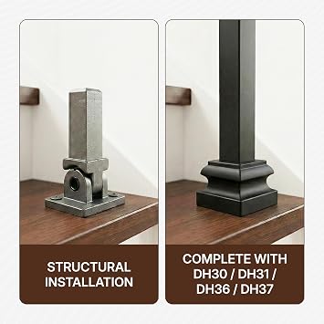 1/2 Square Baluster Swivel Connector Adjustable Aluminum Structural Mount with Screws for Hollow Iron Balusters Set of 10 DHSBC