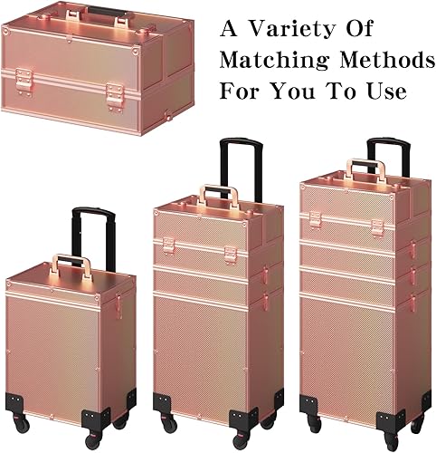 Miniatura 7 de Estuche de tren de maquillaje 5 en 1, organizador de maquillaje, organizador de maquillaje, estuche de viaje con llave giratoria, estuche de