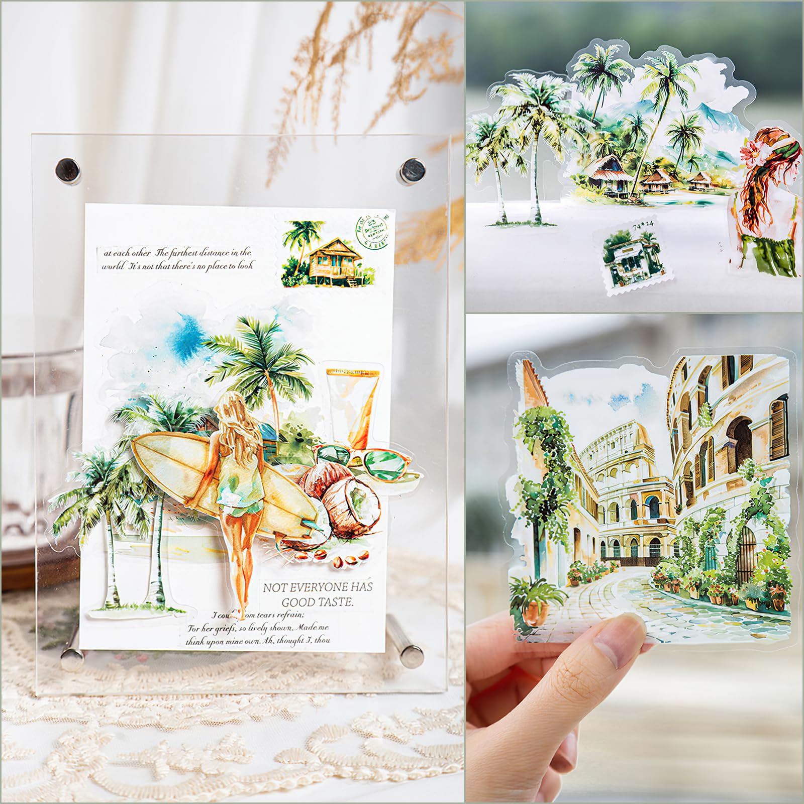 Navy Peony Thailand-Reise Aufkleber – 30 Stück, Wasserdicht & Aquarell | Für Tagebücher, Scrapbooks