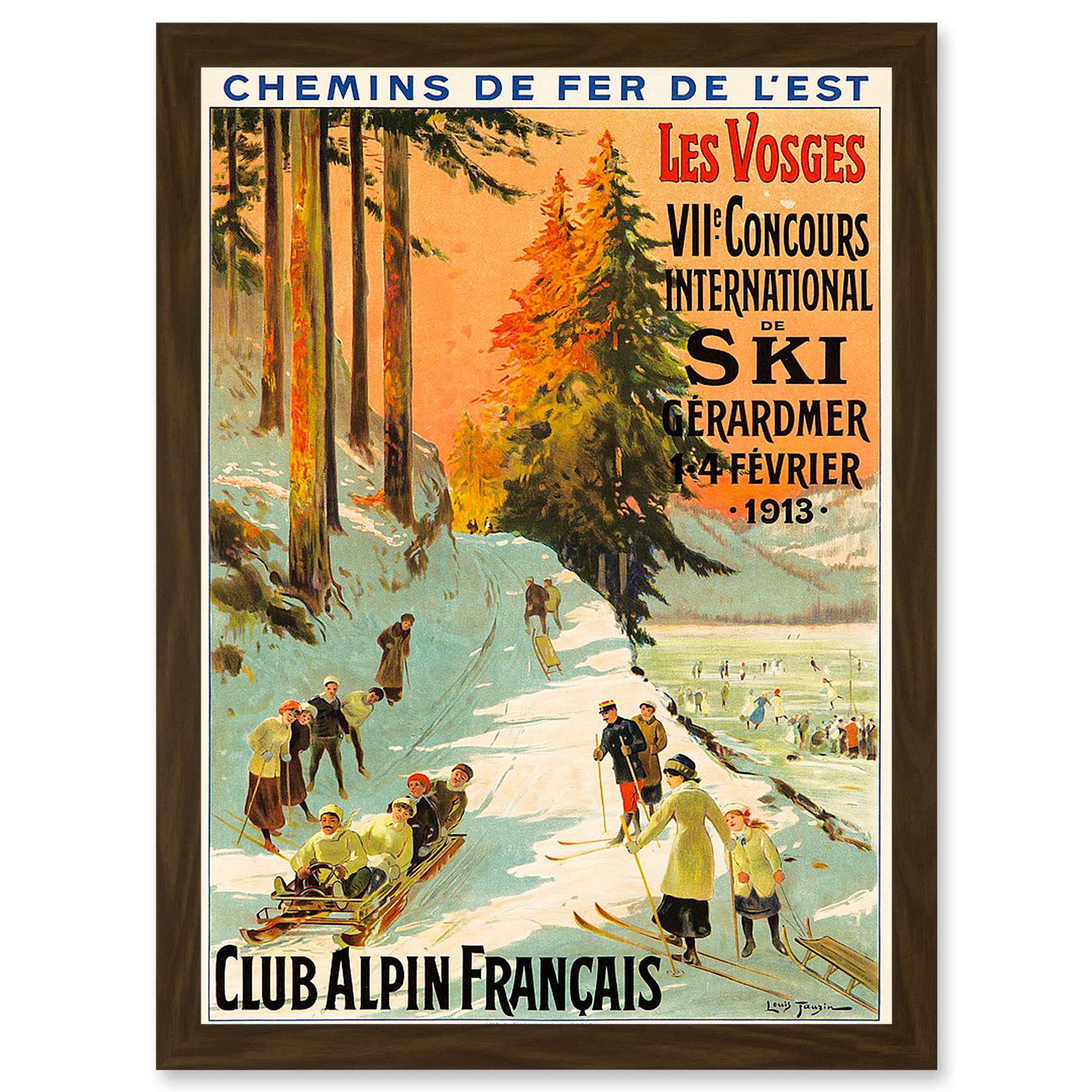 Artery8 Advert Ski Contest Vosges France Alpine Club Winter Sport A4 Artwork Framed Wall Art Print
