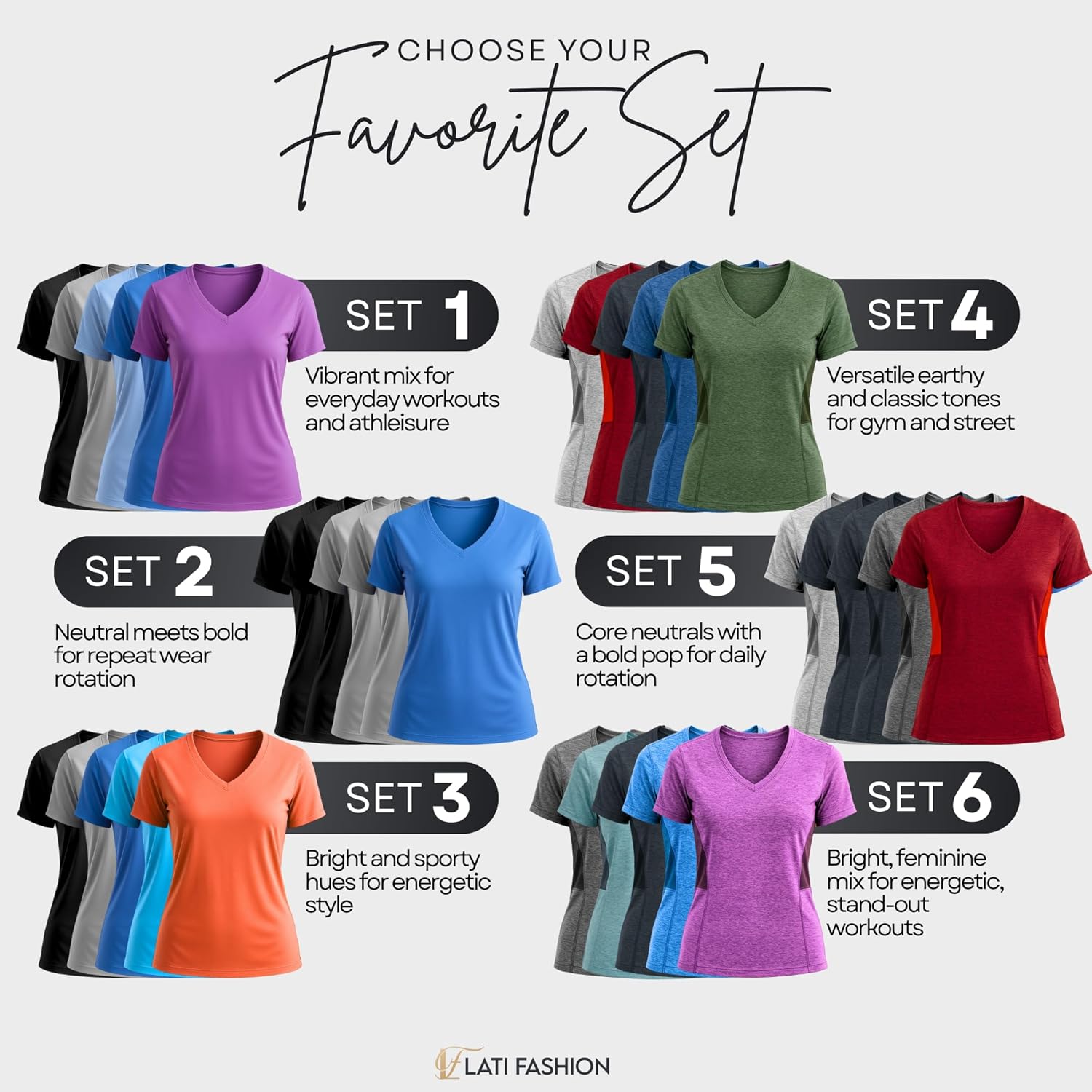 Lati Fashion 5 Pack Dry Fit Shirts for Women Workout Tops Short Sleeve V Neck Womens T Shirts for Yoga Running Pilates S-3X - Image 8