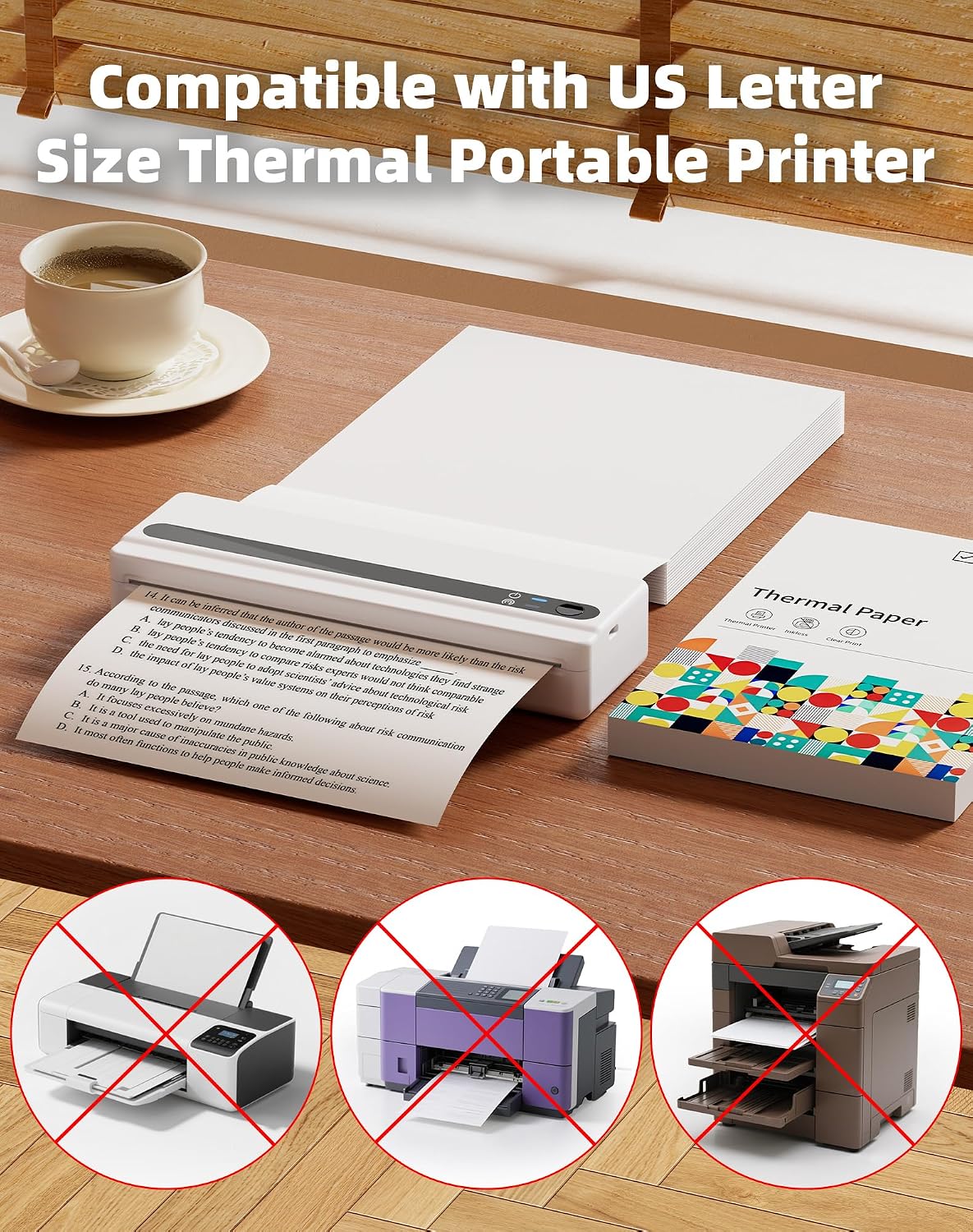 A4 Thermal Paper, 210 x 297 mm Folding Black Mark Thermal Paper for A4 Portable Thermal Printer, compatible with portable letter thermal printer, 8.27"×11.69” Size, Total 100 sheets, White