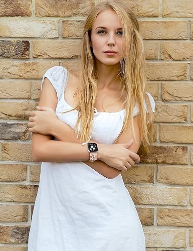 Miniatura 5 de Minyee Compatible con Apple Watch Band con Charms para Mujeres 41mm 40mm 38mm 42mm 44mm 45mm 49mm Anillos Decorativos en Forma de Bucle Florales