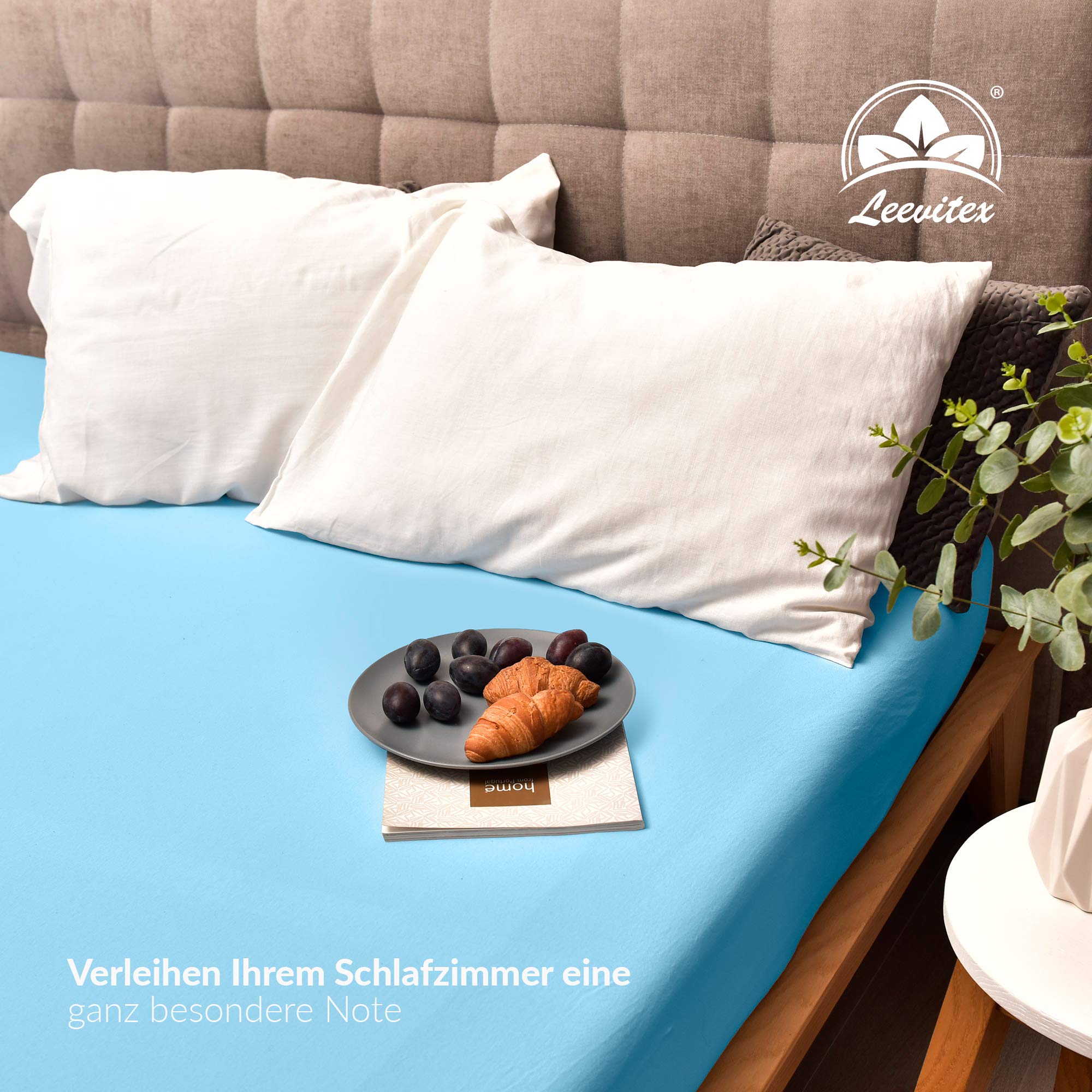 leevitex® Spannbettlaken 180x200cm - 200x200cm | Spannbetttuch Bettlaken | 100% Jersey Baumwolle | Matratzenhöhe bis 25 cm | Ökotex