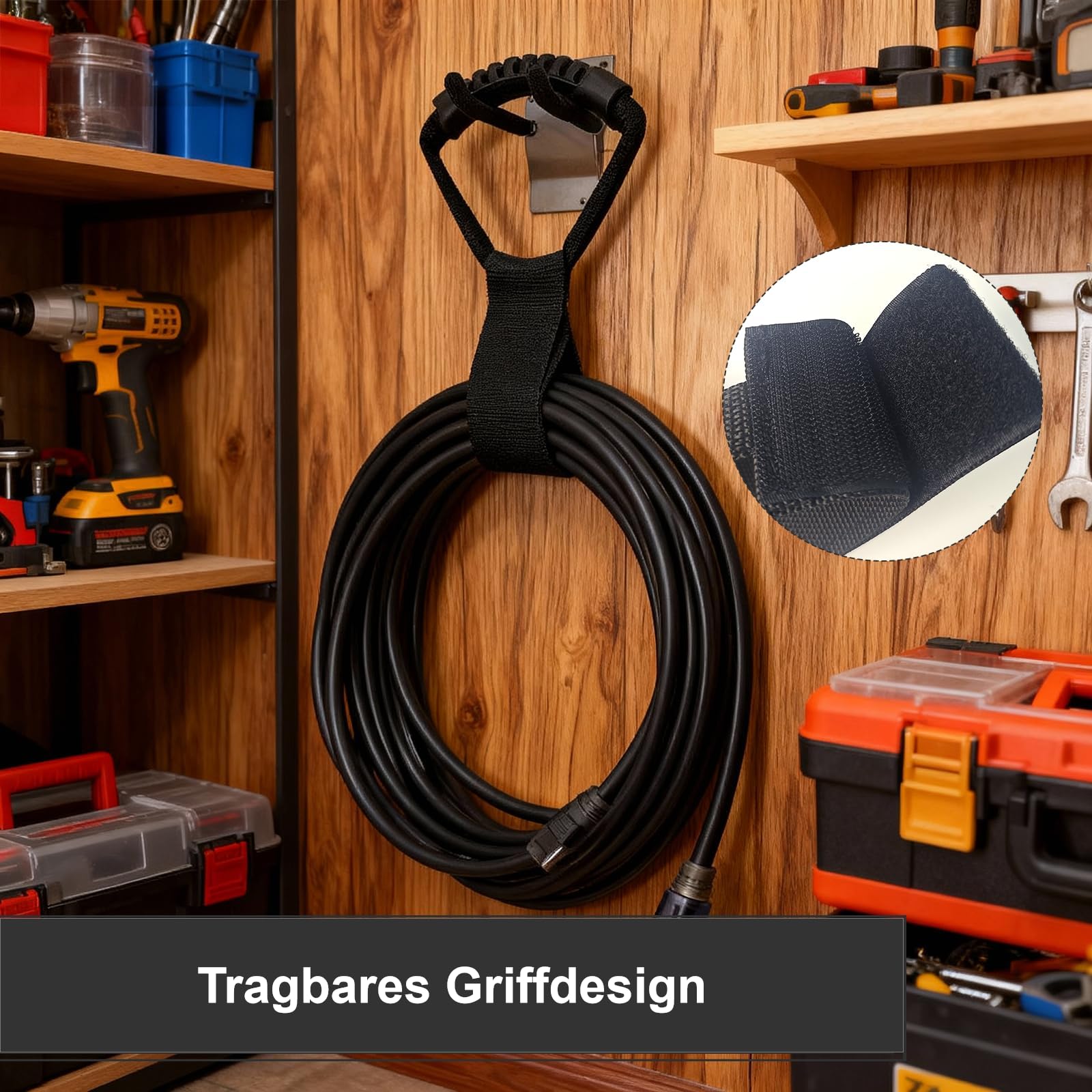 2 Stück Kabelaufbewahrungsgurte mit Griff, verstellbare robuste Gurtbänder, wiederverwendbarer Kabelorganisator für Gartenschläuche, Wohnmobilzubehör & industrielles Elektrozubehör
